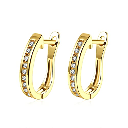 Boucles d'oreilles or blanc de luxe créoles diamants ronds en U pour femme