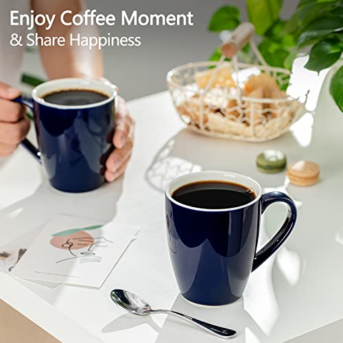 Sweese 601.403 Porcelain Mugs - 16 Ounce (Top To The Rim) For Coffee, Tea, Cocoa, Set Of 4, Navy #TOP1