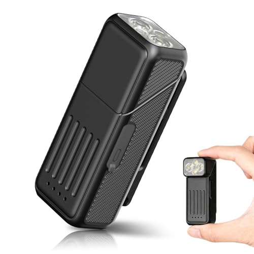 Rechargeable EDC Flashlight, Mini Flashlights Clip-on Light Type-C Charging, Small Flashlight with SOS Mode, Magnetic Pocket Flashlights for Outdoor Camping, Emergency (Black)