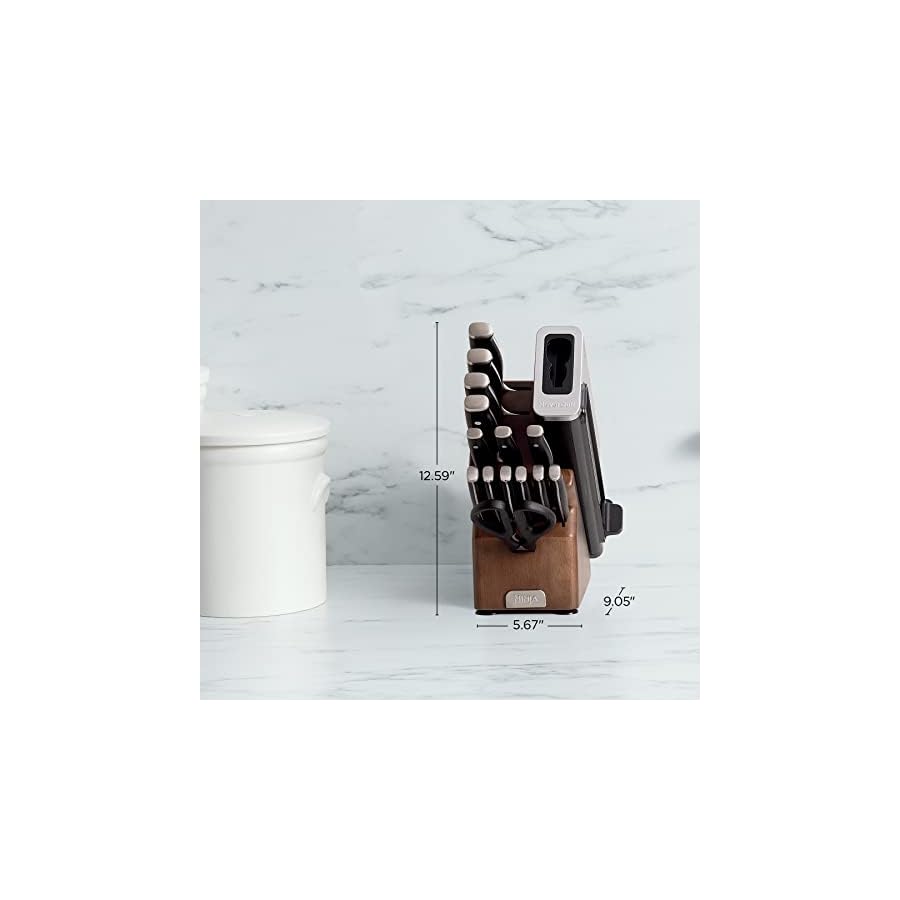 Ninja-K52015-Foodi-NeverDull-15-Piece-Premium-Knife-System-Wood-Series-Block-German-Stainless-Steel-with-Built-in-Sharpener-Stainless-SteelWalnut Ninja K52015 Foodi NeverDull 15 Piece Premium Knife System, Wood Series Block, German Stainless Steel, with Built-in Sharpener, Stainless Steel/Walnut
