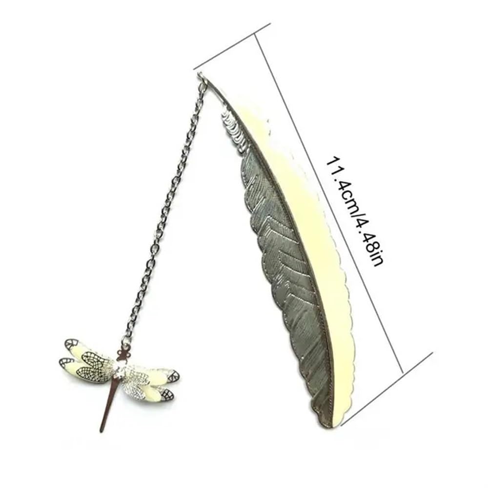 Segnalibri luminosi in metallo con piuma e ciondolo drago volante vintage segna libro per insegnanti regalo bellissimi accessori per libri (* 10)