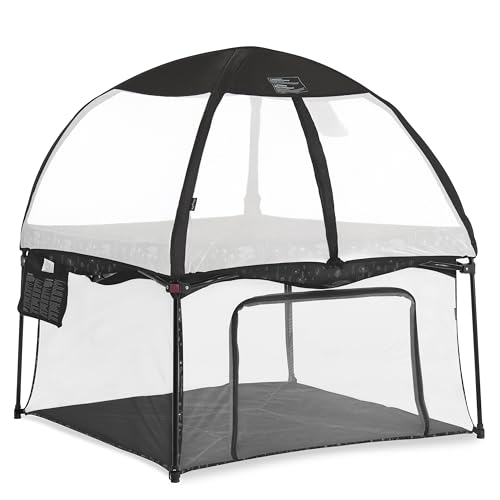 Dream On Me Ziggy Square Playpen with Canopy – Black/White, Spacious Baby Play Yard, UV and Bug Protection, Padded Floor, Foldable and Travel-Friendly