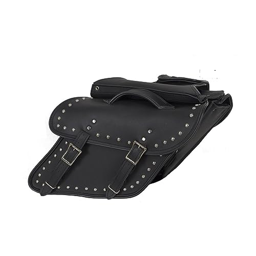 Alforjas para motocicleta de 31 L, con fundas para pistola, bolsa de equipaje en cuero y PVC negro con remaches, compatible con Sportster, Dyna, V-star, Shadow y Softail miniatura 1