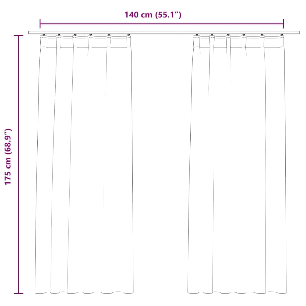 vidaXL 2X Rideaux Occultants avec Crochets Occultant à Oeillet Chambre à Coucher Fenêtre Salon Salle de Séjour Maison Intérieur Velours Crème 140x175 cm