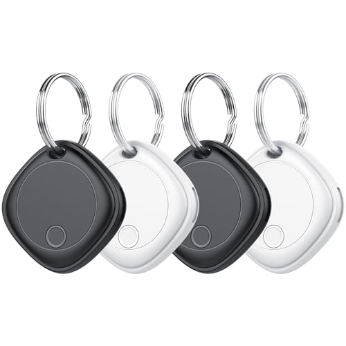 Air Tracker Tags-4 Pack, Bluetooth Tracker Works with Apple Find My APP (iOS Only), Bluetooth Smart Air Tag Keys Finder and Item Locator for Keys, Bags, Luggage, Wallet, Replaceable Battery