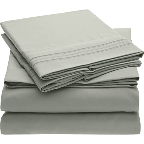 Mellanni Queen Sheet Set - Hotel Luxury 1800 Bedding Sheets & Pillowcases - Extra Soft Cooling Bed Sheets - Deep Pocket up to 16 Mattress - Wrinkle, Fade, Stain Resistant - 4 Piece (Queen, Spa Mint)