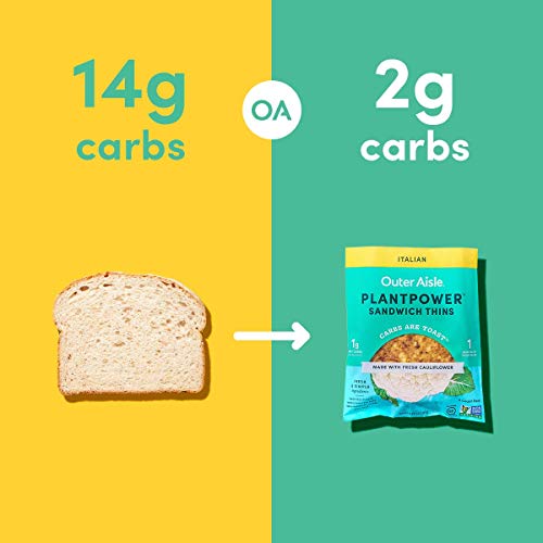 OUTER AISLE Cauliflower Bread and Pizza Crust Variety Pack | Keto, Low Carb, Gluten Free Cauliflower Bread | 5 Pack | 24 Thins & 2 Crusts