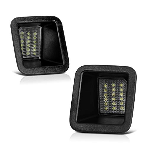 VIPMOTOZ Full LED License Plate Light Tag Lamp Housing Assembly Replacement Pair For 2017-2022 Ford F-250 F-350 F-450 Super Duty Pickup Truck - 6000K Diamond White, 2-Pieces