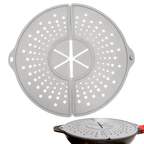 Protección contra salpicaduras para sartenes, apta para lavavajillas y plegable, protección contra salpicaduras de aceite, protección antisalpicaduras de silicona para freír, para cocinar, para sartén