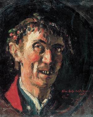 Peinture à l'huile de Gyula Rudnay Self-Portrait 12x16 pouces, habillage mur vide original