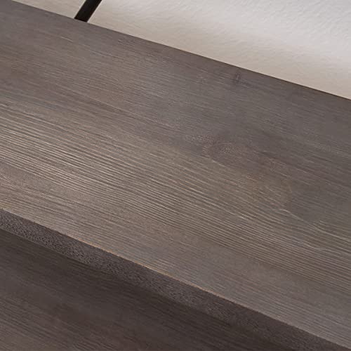 Ibf Solid Wood Bookshelf, 4 Tier Natural Real Wood Bookcase, Modern Rustic Industrial Open Book Shelf, Tall Farmhouse Wooden Etagere Bookcase For Office Living Room Bedroom, Distressed Grey And Black #TOP3