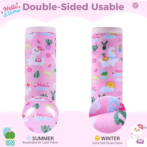 Image of COOLBEBE Car Seat Straps Shoulder Pads for Baby Kids, Super Soft Seat Belt Covers for All Car Seats /Pushchair /Stroller /High Chair, Pink Alpaca, Polyester Material