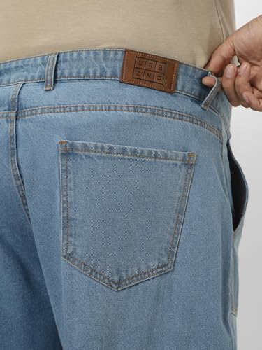 Image of Urbano Plus Men Mid Rise Loose Baggy Fit Cargo Jeans with 6 Pockets Non-Stretchable