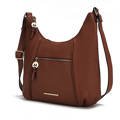 Image of MKF Collection Crossbody Bag for Women - PU Leather Hobo Handbag - Designer Side Messenger Purse, Shoulder Crossover