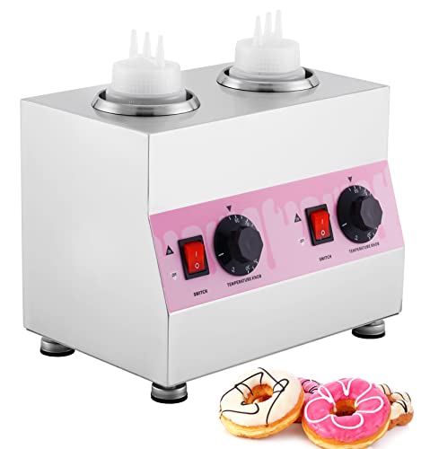 Saladulce Electric Cheese Sauce Warmer Hot Fudge Warmer Dispenser Nacho Cheese Dispenser Warmer Jam Heat Preservation Machine with 22OZ Bottles, 86~185? 110V