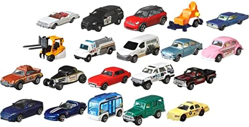 Matchbox Cars, 20-Pack of 1:64 Scale Die-Cast Toy Cars, Buses, Fire, Construction or Police Vehicles (Styles May Vary) [Amazon Exclusive]