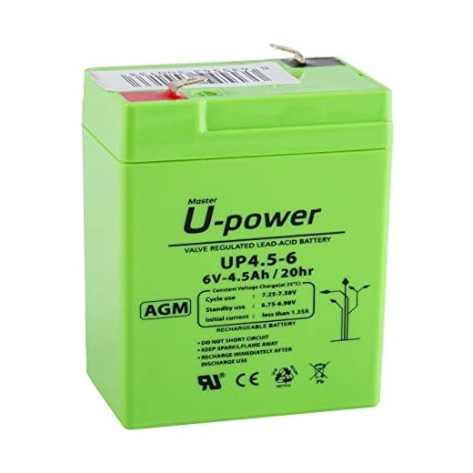 U-Power Batería AGM 6V 4.5Ah – Sellada Recargable Plomo-Ácido VRLA – Para Alarmas, SAI/UPS, Seguridad, Juguetes Eléctricos y Más – Terminal Faston F1 (4.8 mm)