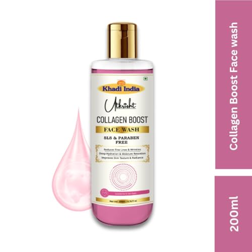 Image of Khadi Collagen Face Wash Cleanser 200ml | Hyaluronic Extract & Vitamin C | For Fine Lines, Wrinkles, & Skin Dullness | For Glowing Skin | SLS & Paraben Free | All Skin Types | Men & Women