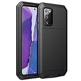 Galaxy Note 20 Case, with Built in Screen Protector Aluminum Metal TPU Rugged Outdoor Shockproof Military Heavy Duty Sturdy Protector Cover Hard Case for Samsung Galaxy Note 20 5G 6.7' (Black)