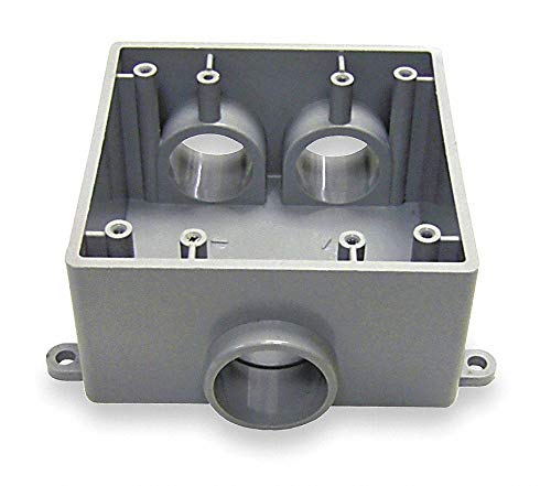 Cantex Weatherproof Electrical Box, 2-Gang, 3-Inlet, PVC - 5133400