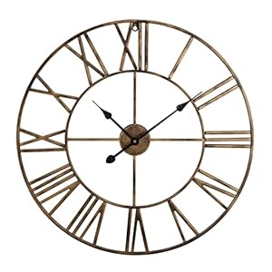 Shoze Roman Numerals Wall Clock Metal Large Wall Clocks for Living Room 60cm(23.6inch) Vintage Clocks for Bedrooms Kitchen Home Accessories Silent Non-Ticking Cafe Hotel Office (Bronze)