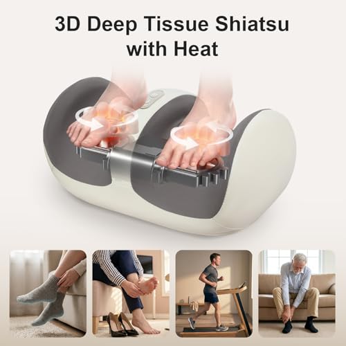 Image of Nekteck Foot Massager with Heat, Shiatsu Foot Roller for Sore Feet | Calf Massage for Plantar Fasciitis, Adjustable Intensity, Portable Home & Office Relaxing Massage Tool, Gift for Him Her