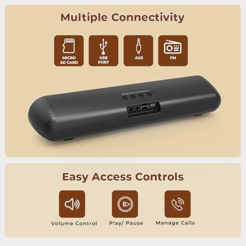 Image of iNFiRe FireBar 16 Pro Bluetooth Soundbar with RGB Lights | Wireless Soundbar with TWS | AUX, USB, FM & SD Card Support | 10H Playtime | TV & Desktop Speaker (Black)