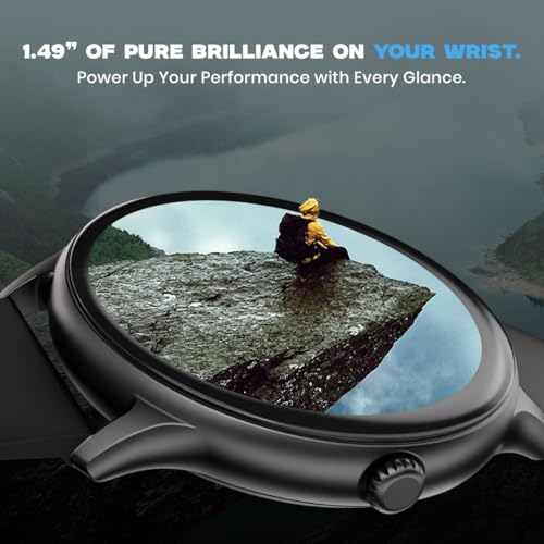 Image of GameSir Glavito Round Dial Smartwatch with 1.49 inch AMOLED Display, 100+ Sports Modes, IP67, Bluetooth Calling, Functional Crown Control, Health Tracking, 100+ Watch Faces for Men & Women (Black)