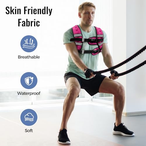 Image of Zeerun Weighted Vest, 6lb /8lb /10lb /12lb /15lb /18lb /20lb /24lb /30lb for Men Women, Reflective Stripe Adjustable Buckle, Comfortable Durable Rucking Vest for Walking Running Strength Training