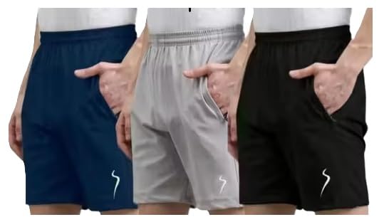 Pack of 3 Men’s Solid Sports Shorts Combo | Lycra Regular Fit Gym Running & Casual Shorts for Men-picture-41