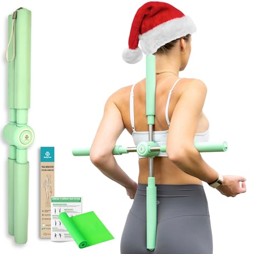 BodyTree Posture Corrector Yoga Cross Stick - Back Pain Relief for Men Women - Stretcher and Straightener for Upper and Lower Back - Stretch Pole - Neck Hump Equipment Sets bar Device Brace
