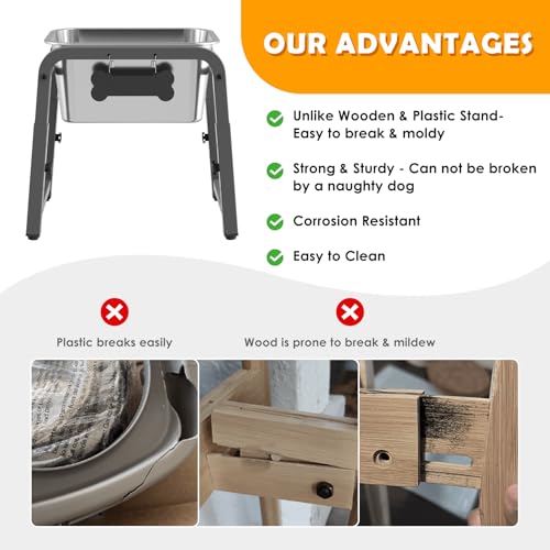 TIDANT 1.85 Gallon Elevated Large Dog Water Bowl with Mat, 4 Height Adjustable 12-17", Raised Dog Water Bowl Stand for Large Breed by TIDANT - Image 5