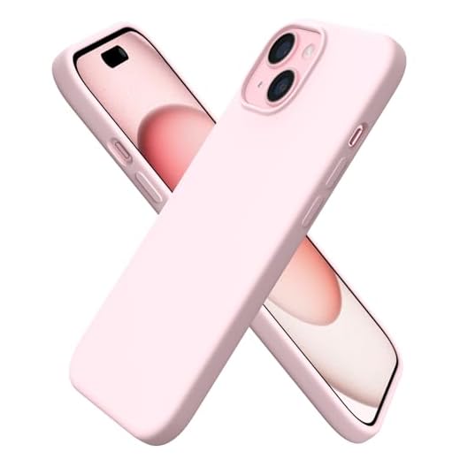 ORNARTO Compatible with iPhone 15 Case 6.1, Slim Liquid Silicone 3 Layers Full Covered Soft Gel Rubber Phone Case, Anti-Scratch Shockproof Protective Cover 6.1 Inch, Chalk Pink