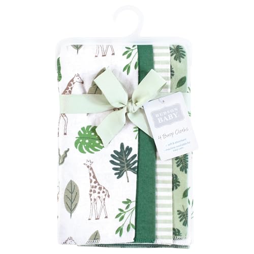 Hudson Baby Unisex Baby Cotton Flannel Burp Cloths, Jungle, One Size2