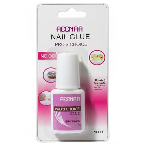 AEENAA Professional Brush-On Nail Glue Strong Hold Adhesive for Acrylics Press-On Nails & Tips Quick Drying Bonds in Seconds 7g