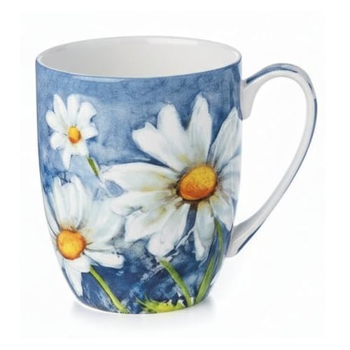 Taza Latte de porcelana fina con diseño de margarita azul miniatura 1