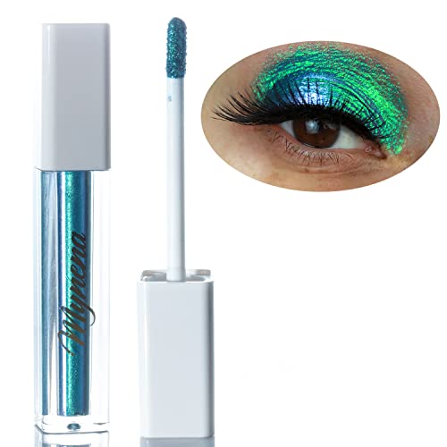 Color changing glitter eyeshadow in a gel-based formula that can be used as eyeshadow, lid topper, layer on top of eyesh