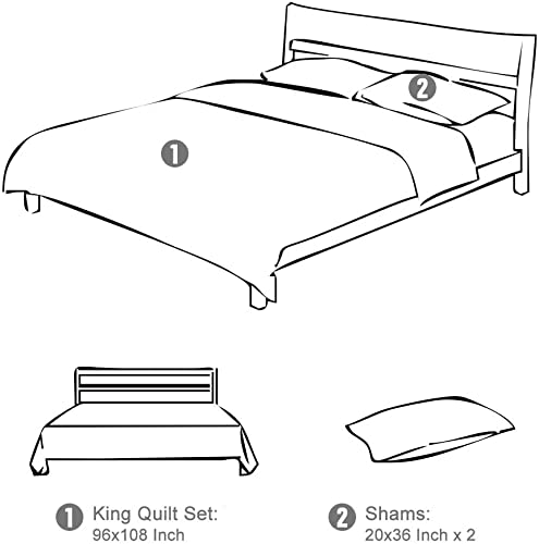 Travan 3-Piece King Quilt Sets With Shams Oversized Bedding Bedspread Reversible Soft Coverlet Set, King Size #TOP5