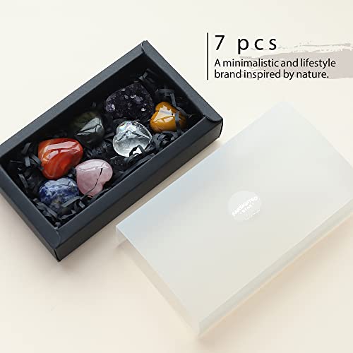 Healing Crystals And Stones, Nature Crystal Heart-Shaped Ornament Chakra Set, Amethyst Geode Rose Quartz Carnelian Sodalite Mookaite Clear Quartz Labradorite, For Spiritual Healing, Home Decoration. #TOP5