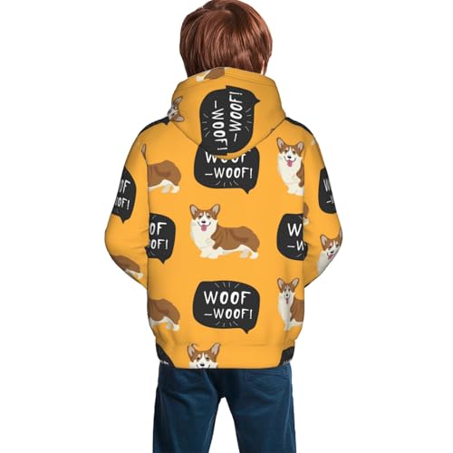 Corgi Kid Hoodies Boys Sweatshirts Girls Pullover with Pocket4