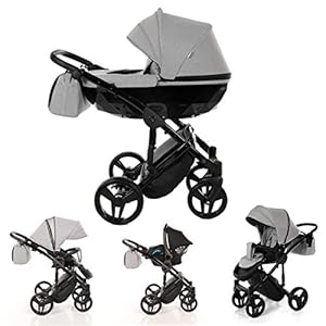 Lux4Kids Junama Kinderwagen Kombikinderwagen Premium Buggy Babyschale +Zubehör Isofix Wählbar Diamond by Ferriley & Fitz Stone 07 4in1 Autositz +Isofix