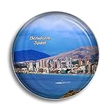 Imán de cristal para nevera, diseño de España Benidorm, ideal como recuerdo de nevera, decoración para pizarra, oficina, hogar, regalo