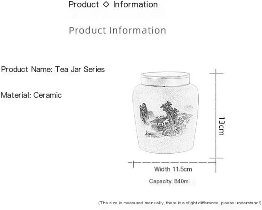 SONGCHAO Sugar Jar Retro Ceramic Loose Tea Storage Jar Household Sealed Jar Suitable for Holding Coffee Powder, Tea, Sugar, Salt, Etc. Tea Canister (Color : B)