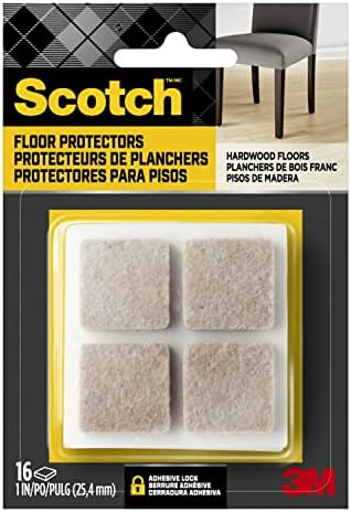 Scotch SP844 SP844-NA Felt Furniture Pads, Square 1", Beige, 16 Count