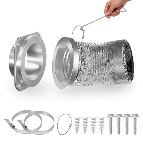 LEFFIS Magnetic Dryer Vent Connector kit with Pull Ring for Easy Align, Quick Disconnect Easy Cleaning Maintenance, Airtight Seal, Includes 4 Inch 3.3 Feet Dryer Duct and 2 Clamps