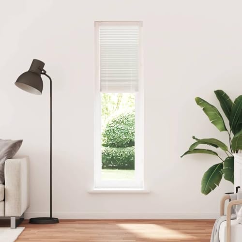 Gecheer Persiana Plisada de Tejido de Crepé, Protección Solar y Decorativa, Ajustable, Blanco, 40x200 cm