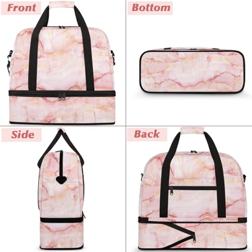 Large Weekender Overnight Bags Rose Gold Abstract Marble Travel Duffel Bag for Women Men Gym Bag With Shoe Compartment Foldie Travel Tote Bag Carry On Personal Item Bag for Travel Gym Sports3