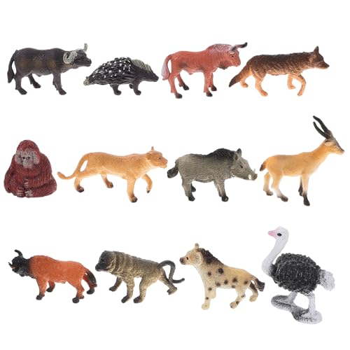 Lurrose 12個 リアルな非洲ジャングル動物ミニチュア点 軽量で遊び心あるデスク 家装飾に シミュレート野生生物模型 知育 や にも