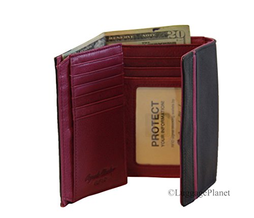 RFID Blocking Womens Leather Flap Wallet (Storm w/Chianti Interior)3