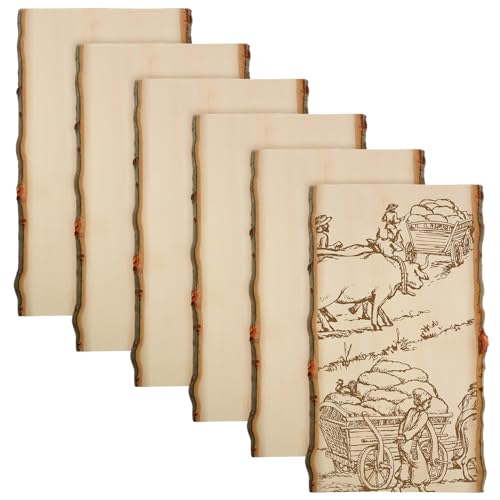 Briwooody 6 Pack Hollow Wood Plank Live Edge Woodslab Unfinished Wood Boards for Crafts Rustic...